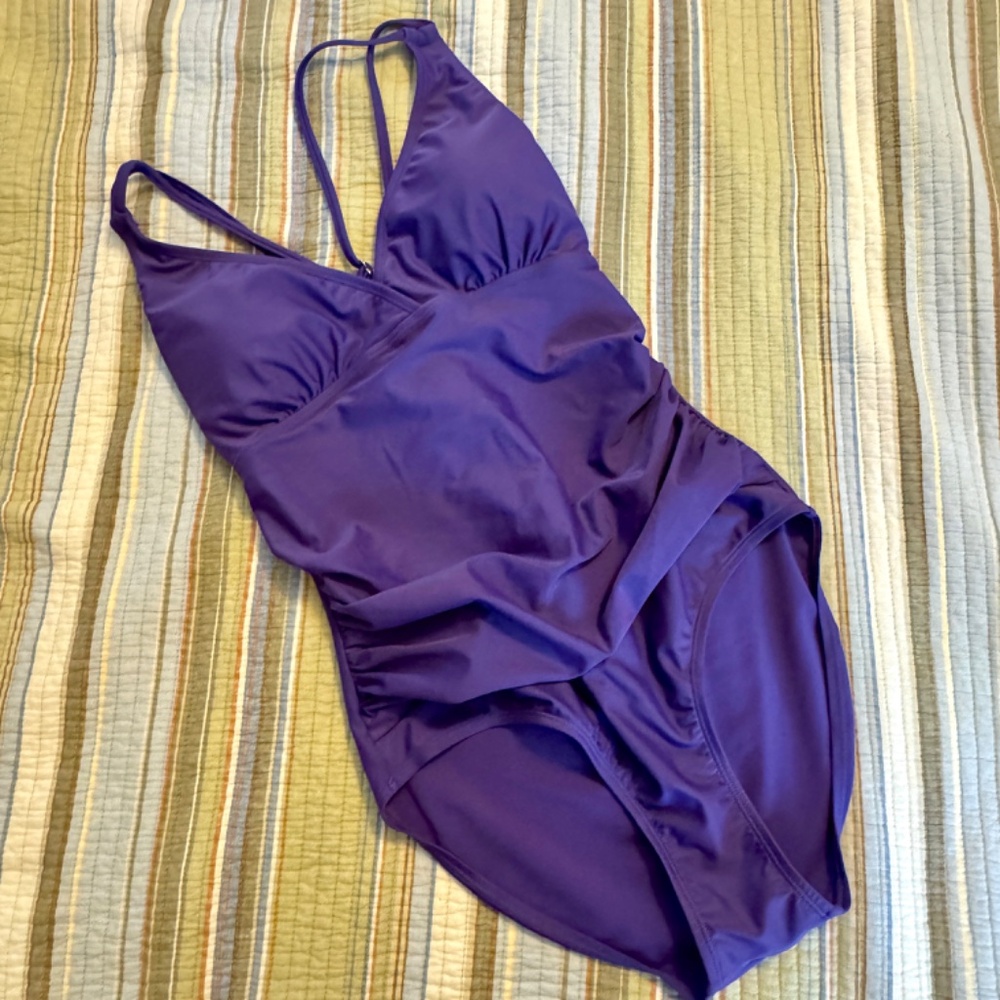 Swim Suit, One piece, X-back straps, purple